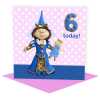 Birthday girl age 6 in a princess costume - child's age birthday - designed by Erica Sturla - 15cm square and blank inside, made in the UK