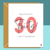 Funny 30th Birthday Card - Personalised - For Her or For Him - Perfect greetings card for a friend or someone else turning 30 years old.