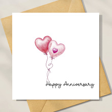 Anniversary Card - Happy Anniversary Red Heart Balloon