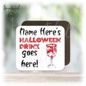 Personalised Colourful Halloween Drink Wooden Coaster - 2