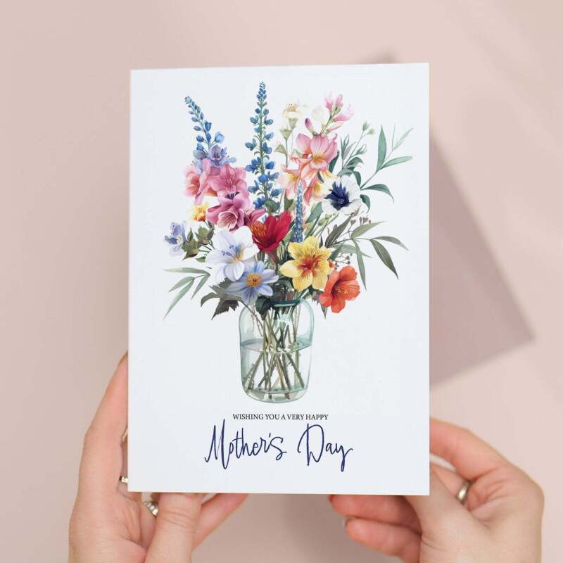 Mother's Day Card For Mum Happy Mother's Day Mothers Day card Mothering Sunday Floral Mixed Flowers Mom Mommy Mum Mummy - Large (5x7) / Blank Message