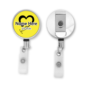 Personalised Metal ID Reel - Classic Yellow - Heart Stethoscope