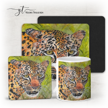Jaguar - Ceramic Mug, Hardboard Coaster & Placemat Set - Jaguar