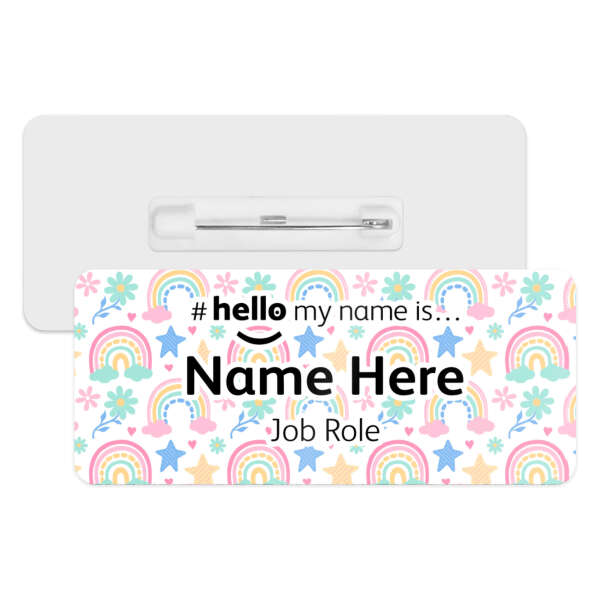 #hello my name is... Name Badge - Candy Rainbows & Flowers