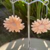 Pink Clay Flower Dangle Earrings: Boho Nature-Inspired Jewelry - silver - small