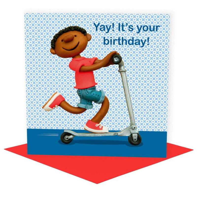 Yay it's your birthday - child's birthday card designed by Erica Sturla - 15cm square and blank inside, made in the UK