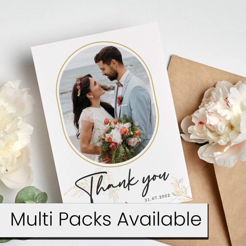 Thank You Wedding Cards | Personalised Photo Wedding Thank You Cards Personalised Thank You Card From Bride and Groom | Wedding Photo Card - A6 - 4.1" x 5.8" - Pack of 20