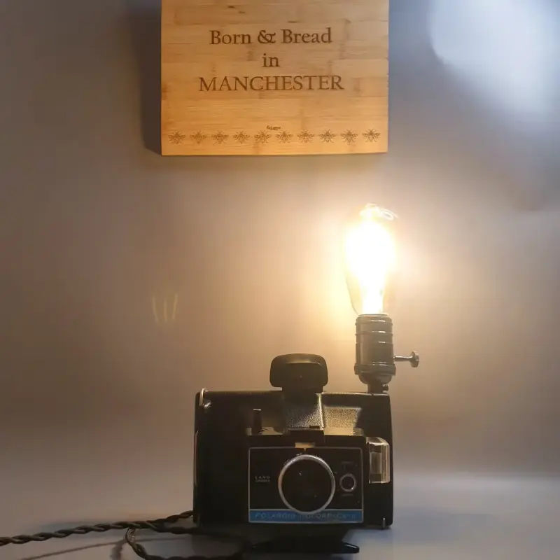 Vintage Polaroid Colorpack II Camera Lamp with Filament Bulb-Retro Style Upcycled Camera Light-Home Decor-Industrial Chic-Photo Inspired