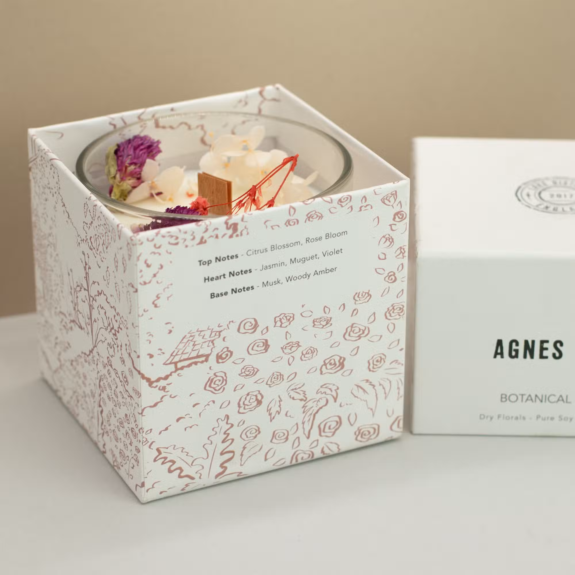 Botanical Rose Soy Wax Candle | Agnes & Cat Candle