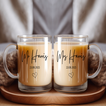 Personalised Mr And Mrs Glass Mug