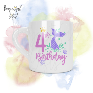 Personalised Mermaid 4th Birthday Number Smug Mug® (6oz)