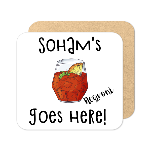 Personalised Cocktail Coaster - Hand Drawn Negroni