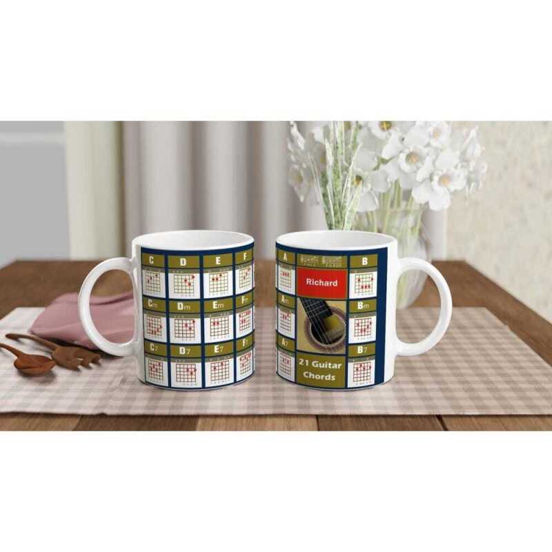 Custom 21 Guitar Chords Mug - Ceramic White
