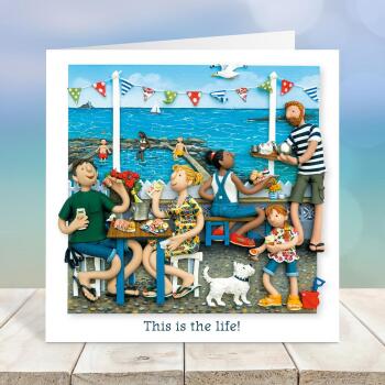 Coastal Art Card - This is the Life! - Polymer Clay Art by Erica Sturla - Seaside Card UK