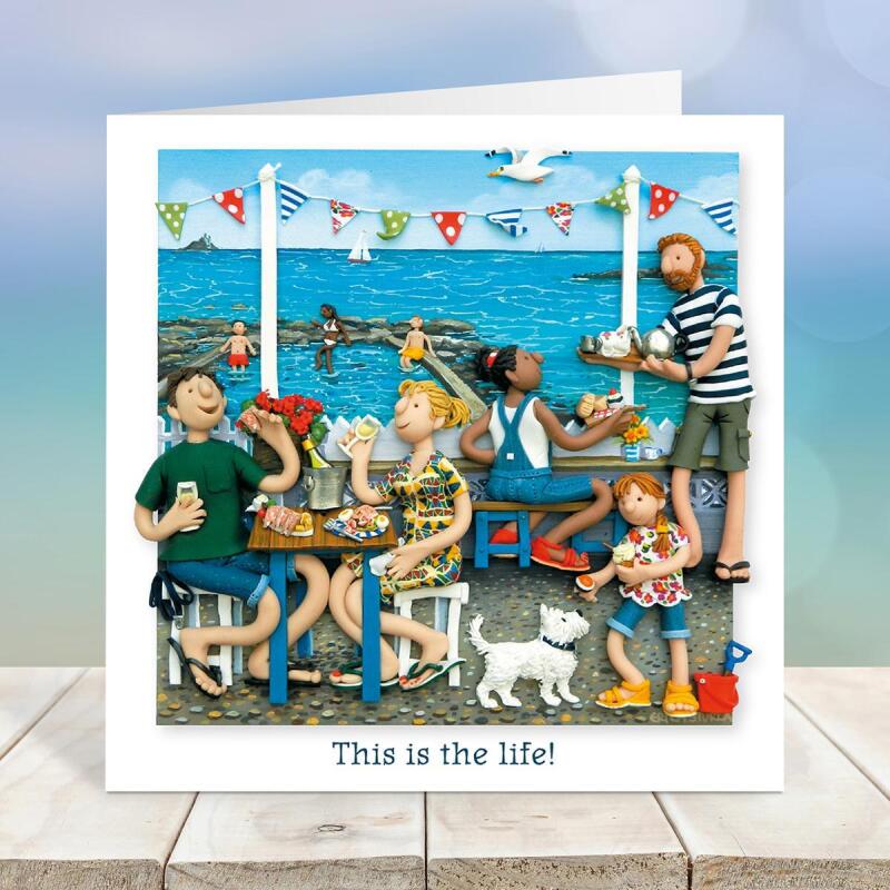 Coastal Art Card - This is the Life! - Polymer Clay Art by Erica Sturla - Seaside Card UK