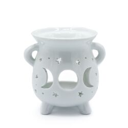 Moon Phase White Cauldron Burner