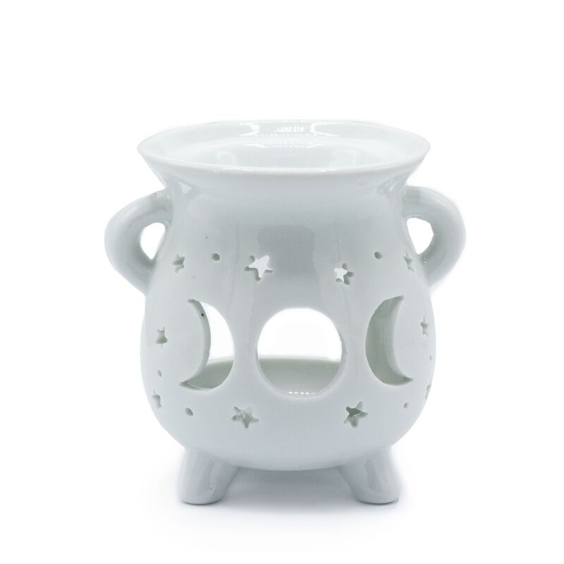 Moon Phase White Cauldron Burner