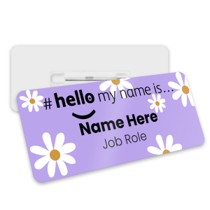 Name Badge - Daisy Name Badge Hello My Name is... - Purple