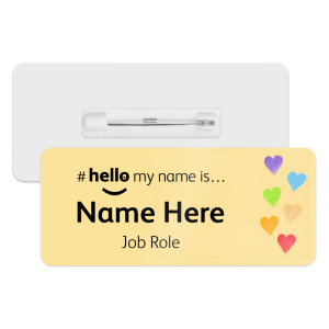 #hello my name is... Name Badge - Pastel Yellow with Hearts