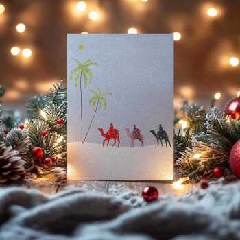 Three wise men Christmas card -  designed by Eloise Hall - 15.7 x 11cm and blank inside, made in the UK