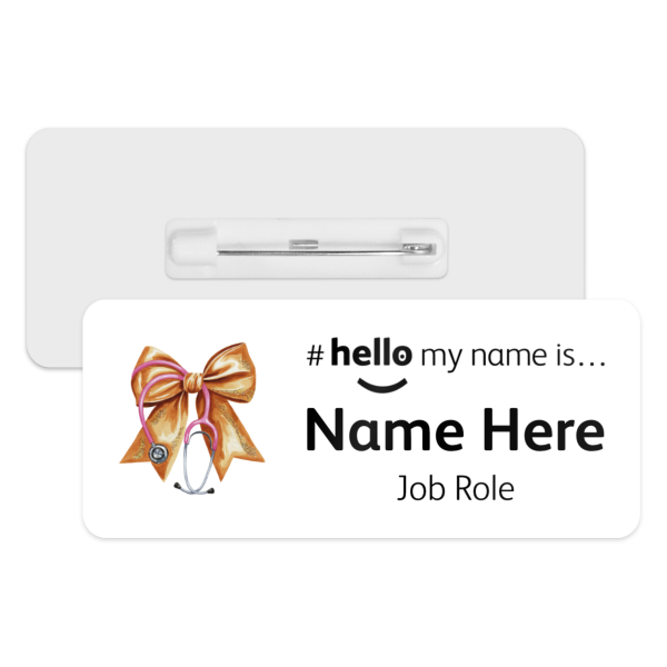 #hello my name is... Name Badge - Coloured Coquette Bow Ribbon