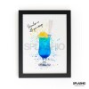 BLUE LAGOON  Splatter Art Print, High Gloss Print, Splash Art, Home Decor, Home Bar Custom Drink Art Cocktails - A6