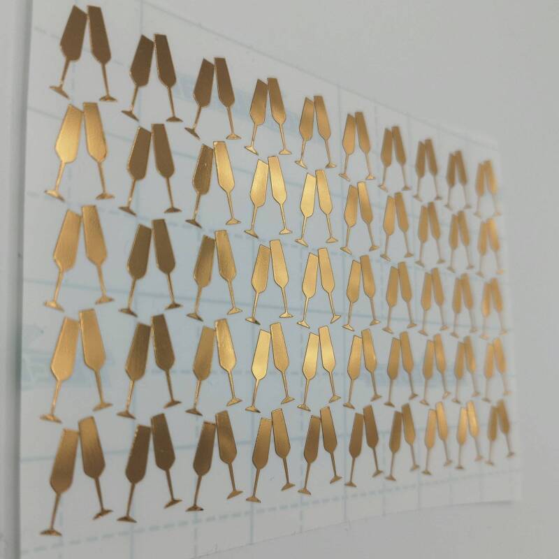 100 Champagne Flute Stickers for Weddings or Celebrations