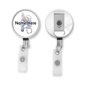 Personalised Metal ID Reel - Easter Bunny Coquette Bow