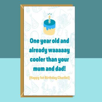 Funny 1st Birthday Card - Personalised - For him or For Her - Cheeky Card for 1 year old son, daughter, nephew, niece, or anyone turning 1.