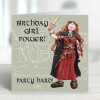 Girl power, funny Boudicca birthday card for her - designed by Erica Sturla - 15cm square and blank inside, made in the UK