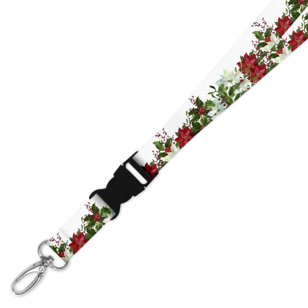 Double Breakaway Lanyard - Poinsettia Border