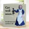 Cod liver oil, funny Florence Nightingale get well soon card - designed by Erica Sturla - 15cm square and blank inside, made in the UK