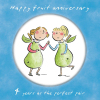 Holy Mackerel same sex LGBTQ+ 4th Fruit anniversary card (female) by Rosie Brooks - blank inside - 15cm square