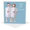 1st wedding anniversary card (paper) - designed by Erica Sturla - 15cm square and blank inside, made in the UK