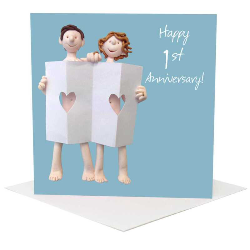 1st wedding anniversary card (paper) - designed by Erica Sturla - 15cm square and blank inside, made in the UK