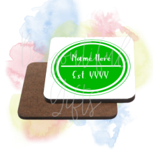 Personalised Est. Brightly Coloured High Gloss Square Coaster - Red
