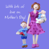 Holy Mackerel lots of love Mother's Day card for a mum - designed by artist Erica Sturla - 15cm square and blank inside for your message - made in the UK