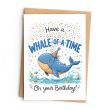 Birthday Card - Have a Whale-of-a-Time on Your Birthday - Small (Approx. A6 | 105mm x 148mm | 4.1in x 5.8in) - Standard Smooth Card