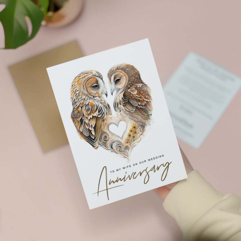 Anniversary Card For Wife Anniversary Card To My Wife Wedding Anniversary Card For Her Wife Anniversary Card Love Birds Card - Large (5x7) / Blank Message