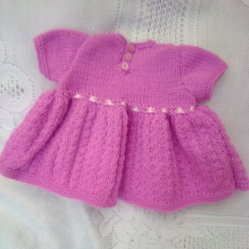 Hand Knitted 5 Piece Dress Set for a Baby Girl - Premature 2     - Chest 12 ins -  £22.50