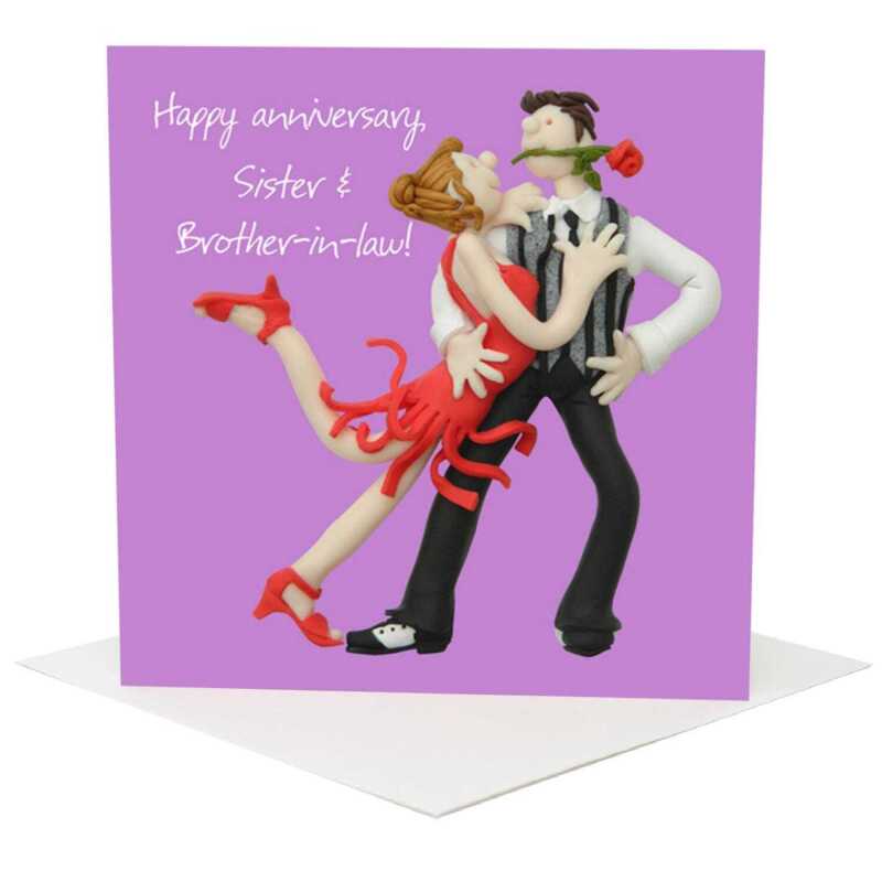 Anniversary card (sister and brother-in-law) - designed by Erica Sturla - 15cm square and blank inside, made in the UK