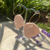 Pink and Gold Leaf Dangle Earrings: Boho Clay Jewelry - silver