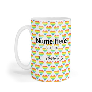 Personalised Ceramic Mug - Rainbow Hearts