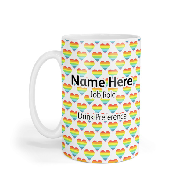 Personalised Ceramic Mug - Rainbow Hearts