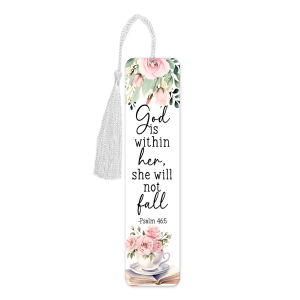 Religious Aluminium Bookmark with Tassel - God Is Within Her