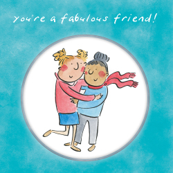 Holy Mackerel Fabulous friend, a 15cm square card featuring Rosie Brooks artwork, blank inside for your message.