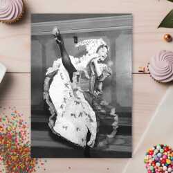 Can-Can dancer - vintage black and white themed card - 12.6 x 17.7cm and blank inside - made in the UK