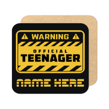 Personalised Birthday Coaster - Warning Official Teenager - Standard Wooden Coaster