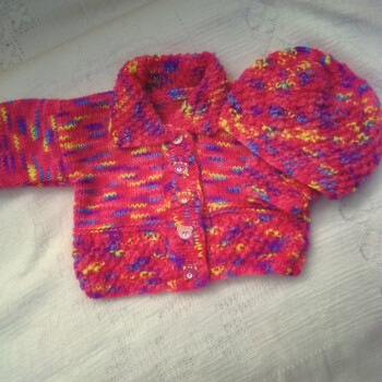 Unisex Baby's Textured Cardigan and Hat Set, Cardigan Set