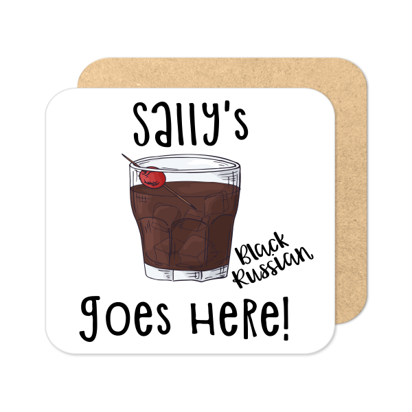 Personalised Cocktail Coaster - Hand Drawn Black Russian